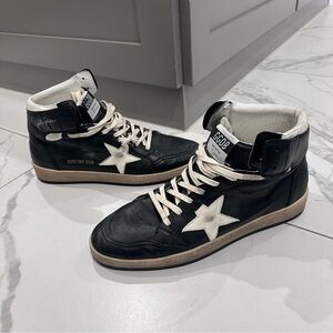 Authentic Golden Goose GGDB Ballstar hi top sneaker Black White Cream Size 45